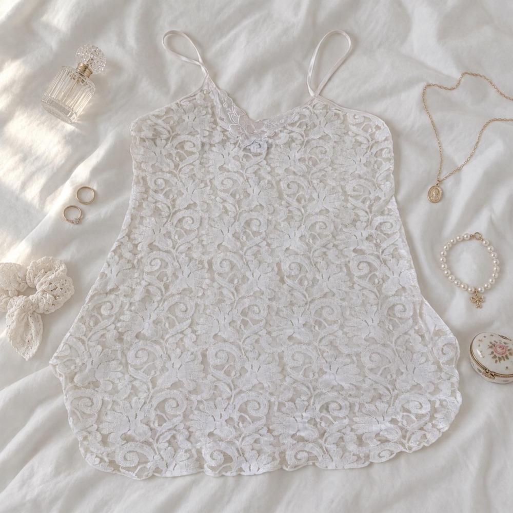 White Lace Slip Dress